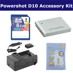 Synergy Digital Accessory Kit, Works with Canon Powershot D10 Digital Camera includes: SDNB6L Battery, ZELCKSG Care & Cleaning, SDM-185 Charger, KSD48GB Memory Card