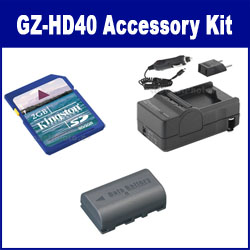 Synergy Digital Accessory Kit, Works with JVC Everio GZ-HD40 Camcorder includes: SDM-180 Charger, KSD2GB Memory Card, SDBNVF808 Battery