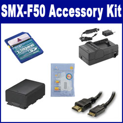 Synergy Digital Accessory Kit, Works with Samsung SMX-F50 Camcorder includes: SDM-1524 Charger, KSD2GB Memory Card, ZELCKSG Care & Cleaning, SDIABP210E Battery, HDMI3FM AV & HDMI Cable