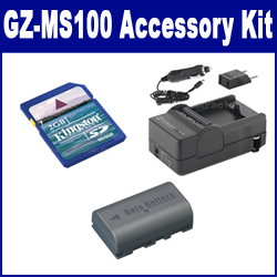 Synergy Digital Accessory Kit, Works with JVC GZ-MS100 Camcorder includes: SDM-180 Charger, KSD2GB Memory Card, SDBNVF808 Battery