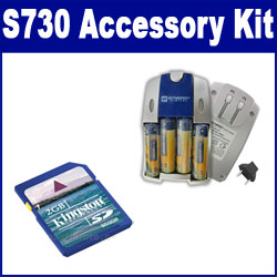 Synergy Digital Accessory Kit, Works with Samsung S730 Digital Camera includes: SB257 Charger, KSD2GB Memory Card