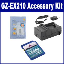Synergy Digital Accessory Kit, Works with JVC GZ-EX210 Camcorder includes: SDM-1550 Charger, KSD2GB Memory Card, ZELCKSG Care & Cleaning