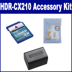 Synergy Digital Accessory Kit, Works with Sony HDR-CX210 Camcorder includes: KSD2GB Memory Card, ZELCKSG Care & Cleaning, SDNPFV70NEW Battery