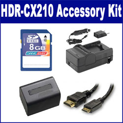 Synergy Digital Accessory Kit, Works with Sony HDR-CX210 Camcorder includes: SDM-109 Charger, HDMI3FM AV & HDMI Cable, SDNPFV70NEW Battery, KSD48GB Memory Card