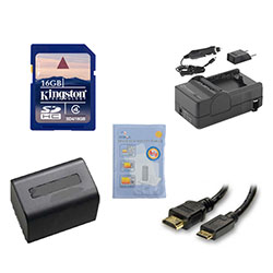 Synergy Digital Accessory Kit, Works with Sony HDR-CX210 Camcorder includes: SDM-109 Charger, HDMI3FM AV & HDMI Cable, ZELCKSG Care & Cleaning, SDNPFV70NEW Battery, SD4/16GB Memory Card
