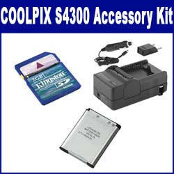 Synergy Digital Accessory Kit, Works with Nikon Coolpix S4300 Digital Camera includes: SDENEL19 Battery, SDM-1541 Charger, KSD2GB Memory Card