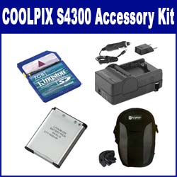 Synergy Digital Accessory Kit, Works with Nikon Coolpix S4300 Digital Camera includes: SDENEL19 Battery, SDM-1541 Charger, KSD2GB Memory Card, SDC-21 Case