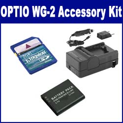Synergy Digital Accessory Kit, Works with Pentax Optio WG-2 Digital Camera includes: SDDLi92 Battery, SDM-192 Charger, KSD2GB Memory Card