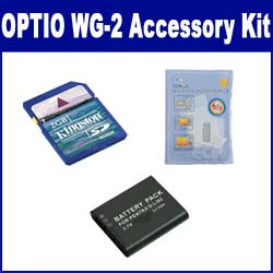 Synergy Digital Accessory Kit, Works with Pentax Optio WG-2 Digital Camera includes: SDDLi92 Battery, KSD2GB Memory Card, ZELCKSG Care & Cleaning