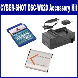 Synergy Digital Accessory Kit, Works with Sony Cyber-Shot DSC-W620 Digital Camera includes: SDNPBN1 Battery, SDM-1515 Charger, KSD2GB Memory Card