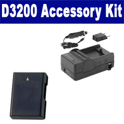 Synergy Digital Accessory Kit, Works with Nikon D3200 Digital Camera includes: SDM-1531 Charger, ACD327 Battery
