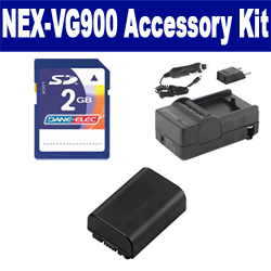 Synergy Digital Accessory Kit, Works with Sony NEX-VG900 Camcorder includes: SDM-109 Charger, KSD2GB Memory Card, SDNPFV50NEW Battery