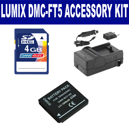 Synergy Digital Accessory Kit, Works with Panasonic Lumix DMC-FT5 Digital Camera includes: SDDMWBCF10 Battery, SDM-1508 Charger, KSD4GB Memory Card