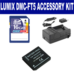 Synergy Digital Accessory Kit, Works with Panasonic Lumix DMC-FT5 Digital Camera includes: SDDMWBCF10 Battery, SDM-1508 Charger, SD4/16GB Memory Card