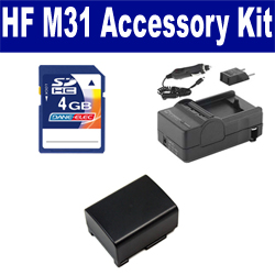 Synergy Digital Accessory Kit, Works with Canon HF M31 Camcorder includes: SDBP809 Battery, SDM-1503 Charger, KSD4GB Memory Card