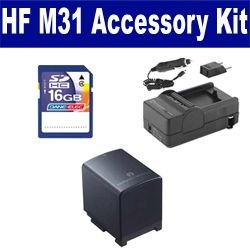Synergy Digital Accessory Kit, Works with Canon HF M31 Camcorder includes: SDBP819 Battery, SDM-1503 Charger, SD4/16GB Memory Card