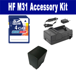 Synergy Digital Accessory Kit, Works with Canon HF M31 Camcorder includes: SDBP827 Battery, SDM-1503 Charger, KSD4GB Memory Card