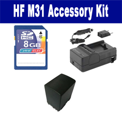 Synergy Digital Accessory Kit, Works with Canon HF M31 Camcorder includes: SDBP827 Battery, SDM-1503 Charger, KSD48GB Memory Card