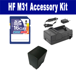 Synergy Digital Accessory Kit, Works with Canon HF M31 Camcorder includes: SDBP827 Battery, SDM-1503 Charger, SD4/16GB Memory Card