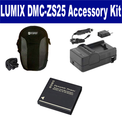 Synergy Digital Accessory Kit, Works with Panasonic Lumix DMC-ZS25 Digital Camera includes: SDC-22 Case, SDDMWBCG10 Battery, SDM-1508 Charger