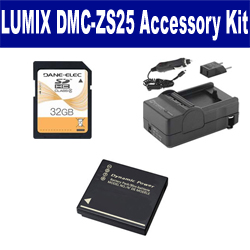 Synergy Digital Accessory Kit, Works with Panasonic Lumix DMC-ZS25 Digital Camera includes: SDDMWBCG10 Battery, SDM-1508 Charger, SD32GB Memory Card