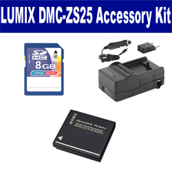 Synergy Digital Accessory Kit, Works with Panasonic Lumix DMC-ZS25 Digital Camera includes: KSD48GB Memory Card, SDDMWBCG10 Battery, SDM-1508 Charger