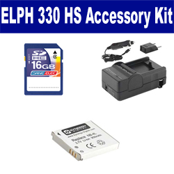 Synergy Digital Accessory Kit, Works with Canon PowerShot ELPH 330 HS Digital Camera includes: SDNB4L Battery, SDM-120 Charger, SD4/16GB Memory Card