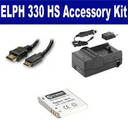 Synergy Digital Accessory Kit, Works with Canon PowerShot ELPH 330 HS Digital Camera includes: SDNB4L Battery, SDM-120 Charger, HDMI6FM AV & HDMI Cable