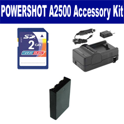 Synergy Digital Accessory Kit, Works with Canon PowerShot A2500 Digital Camera includes: SDNB11L Battery, SDM-1555 Charger, KSD2GB Memory Card