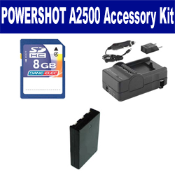 Synergy Digital Accessory Kit, Works with Canon PowerShot A2500 Digital Camera includes: SDNB11L Battery, SDM-1555 Charger, KSD48GB Memory Card