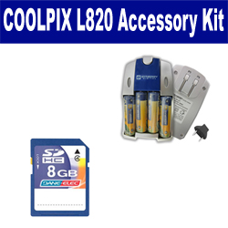 Synergy Digital Accessory Kit, Works with Nikon Coolpix L820 Digital Camera includes: SB257 Charger, KSD48GB Memory Card