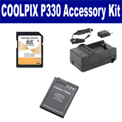 Synergy Digital Accessory Kit, Works with Nikon Coolpix P330 Digital Camera includes: SDENEL12 Battery, SDM-197 Charger, SD32GB Memory Card