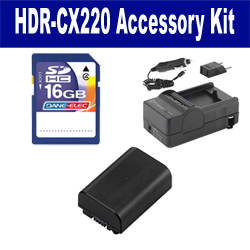 Synergy Digital Accessory Kit, Works with Sony HDR-CX220 Camcorder includes: SDNPFV50NEW Battery, SDM-109 Charger, SD4/16GB Memory Card