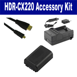Synergy Digital Accessory Kit, Works with Sony HDR-CX220 Camcorder includes: SDNPFV50NEW Battery, SDM-109 Charger, HDMI6FMC AV & HDMI Cable