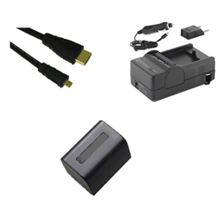 Synergy Digital Accessory Kit, Works with Sony HDR-CX220 Camcorder includes: SDNPFV70NEW Battery, SDM-109 Charger, HDMI6FMC AV & HDMI Cable