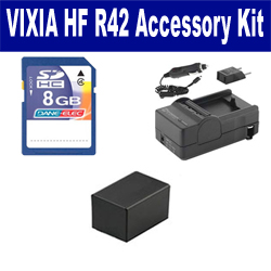 Synergy Digital Accessory Kit, Works with Canon VIXIA HF R42 Camcorder includes: KSD48GB Memory Card, SDM-1556 Charger, SDBP718 Battery