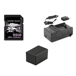 Synergy Digital Accessory Kit, Works with Canon VIXIA HF R42 Camcorder includes: KSD64GB Memory Card, SDM-1556 Charger, SDBP718 Battery