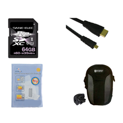 Synergy Digital Accessory Kit, Works with Panasonic HX-WA3 Camcorder includes: KSD64GB Memory Card, SDC-22 Case, HDMI6FMC AV & HDMI Cable, ZELCKSG Care & Cleaning