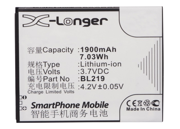 Synergy Digital Battery Compatible With Lenovo BL219 Cellphone Battery - (Li-Ion, 3.7V, 1900 mAh / 7.03Wh)