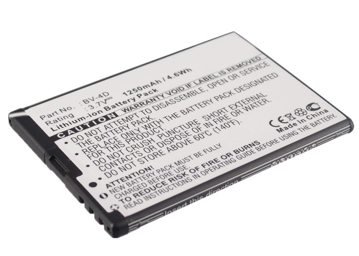 Synergy Digital Battery Compatible With Nokia BV-4D Cellphone Battery - (Li-Ion, 3.7V, 1250 mAh / 4.63Wh)