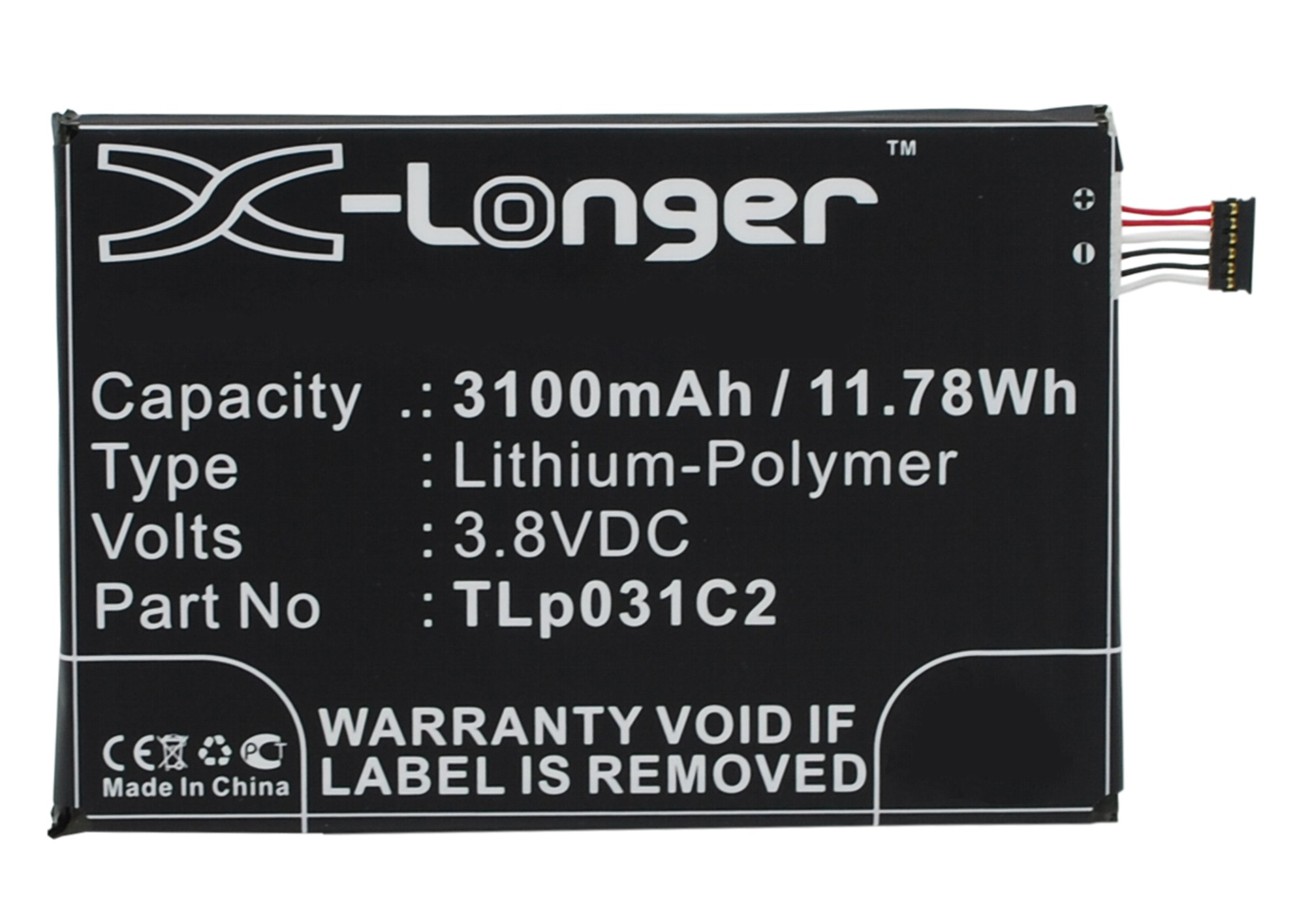 Synergy Digital Battery Compatible With Alcatel TLP031C1 Cellphone Battery - (Li-Pol, 3.8V, 3100 mAh / 11.78Wh)