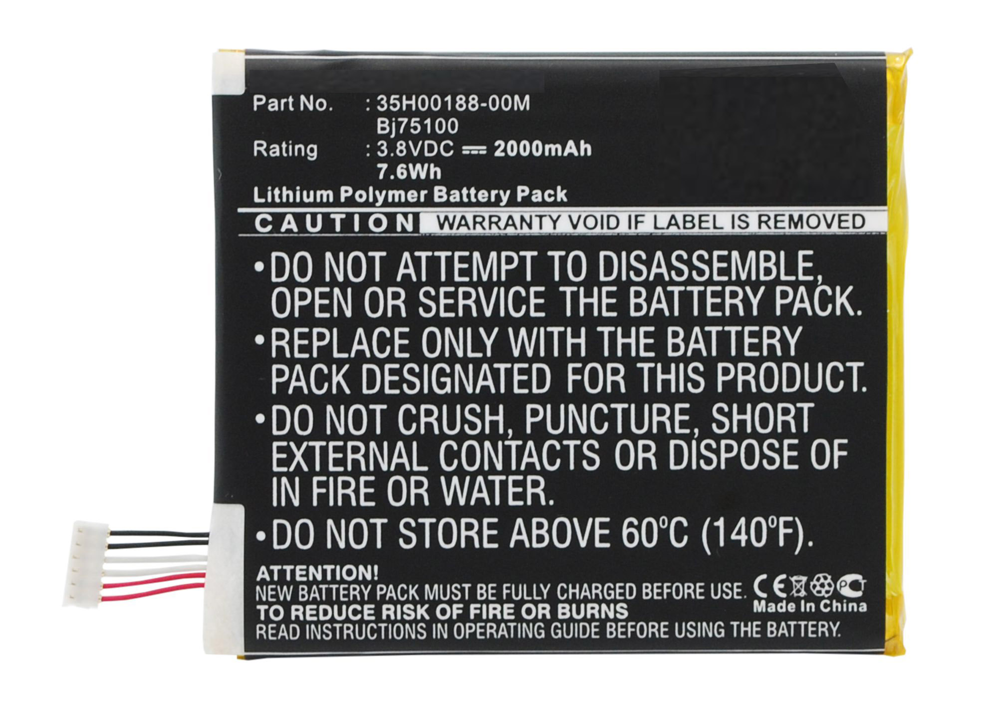 Synergy Digital Battery Compatible With AT&T 35H00188-00M Cellphone Battery - (Li-Pol, 3.8V, 2000 mAh / 7.6Wh)