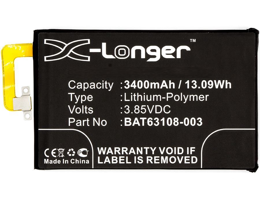 Synergy Digital Battery Compatible With BlackBerry BAT63108-003 Cellphone Battery - (Li-Pol, 3.85V, 3400 mAh / 13.09Wh)