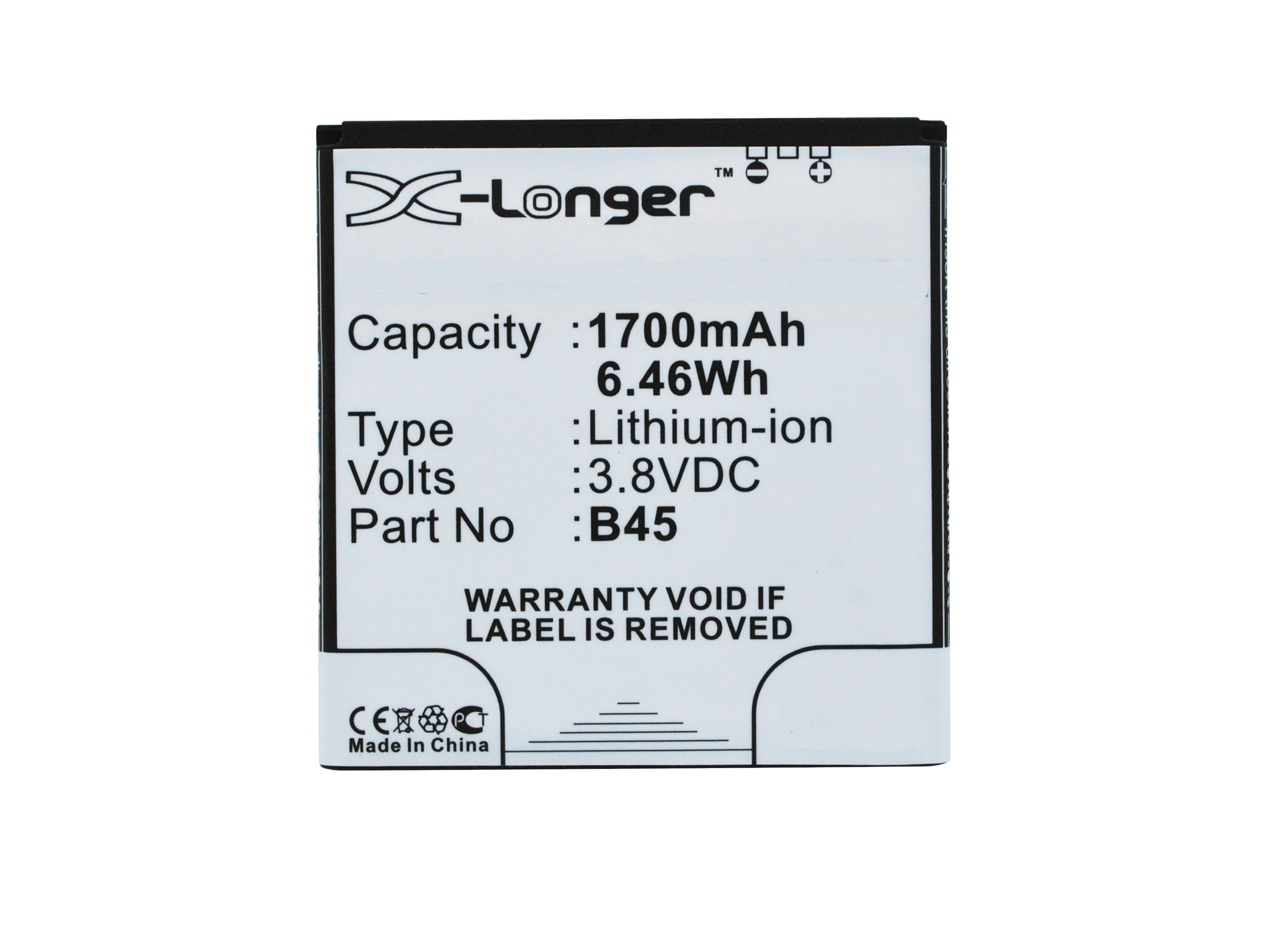 Synergy Digital Battery Compatible With BQ B45 Cellphone Battery - (Li-Pol, 3.8V, 1700 mAh / 6.46Wh)