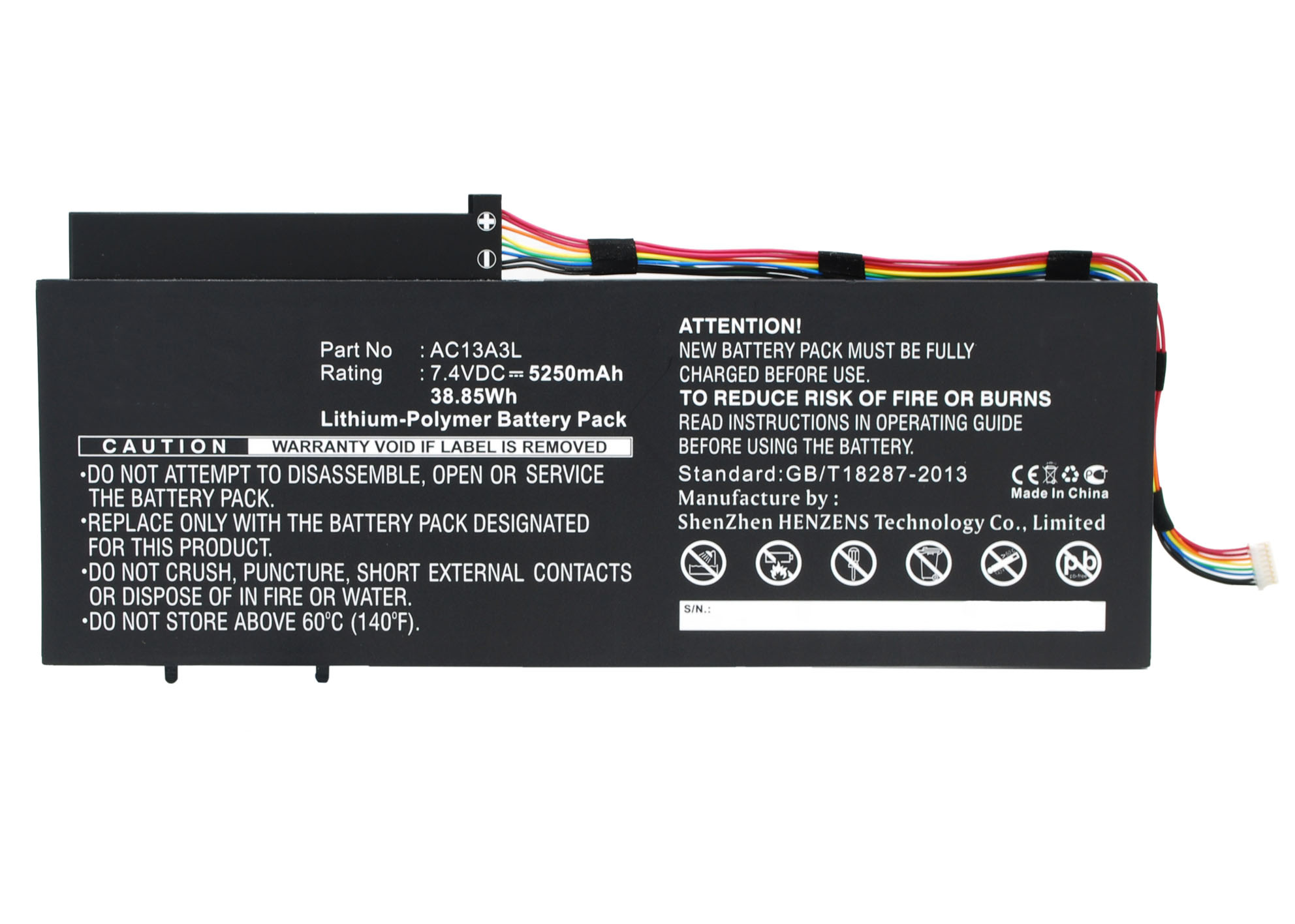 Synergy Digital Battery Compatible With Acer AC13A3L Laptop Battery - (Li-Pol, 7.4V, 5250 mAh)