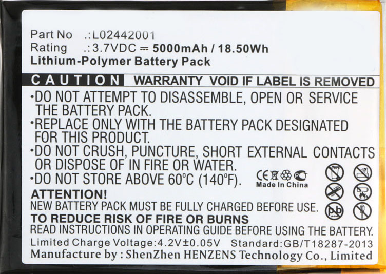 Synergy Digital Tablet Battery, Compatible with HP L02442001 Tablet Battery (Li-Pol, 3.7V, 5000mAh)