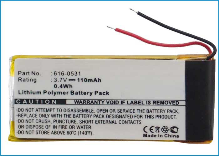 Synergy Digital Battery Compatible With Apple 616-0531 Replacement Battery - (Li-Pol, 3.7V, 110 mAh)