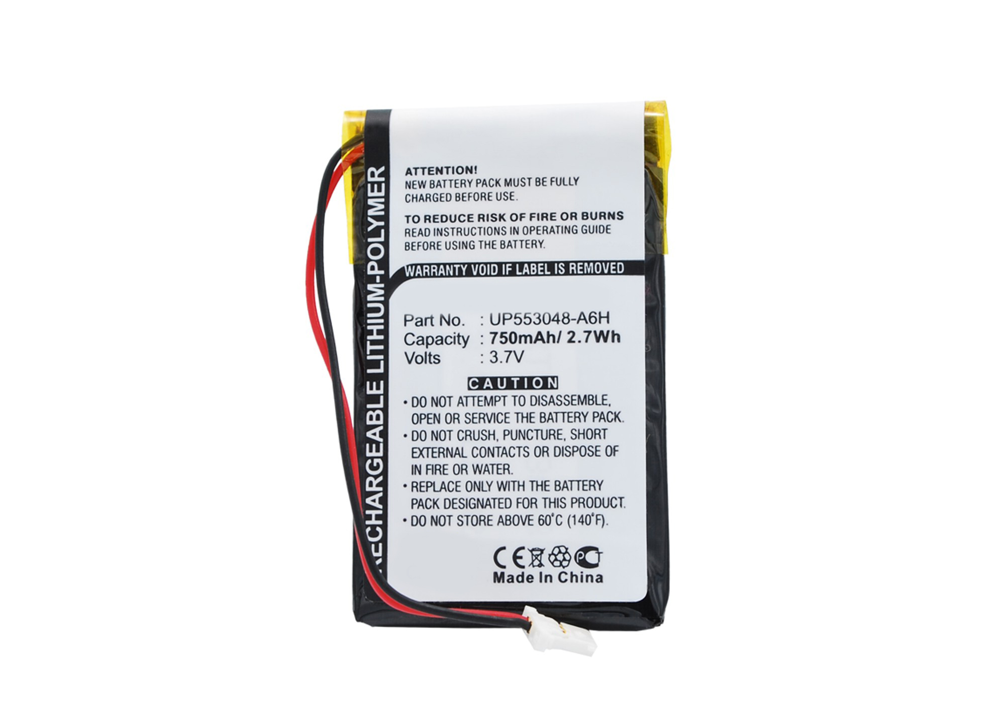 Synergy Digital PDA Battery, Compatible with Sony UP553048-A6H PDA Battery (Li-Pol, 3.7V, 750mAh)