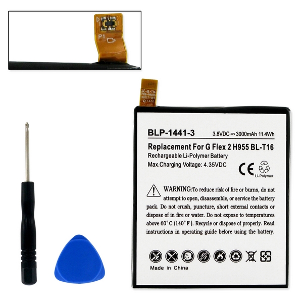 BLP-1441-3 LI-POL Battery - Rechargeable Ultra High Capacity (LI-POL 3.8V 3000mAh) - Replacement For LG BL-T16 EAC62718201 Cellphone Battery - Installation Tools Included