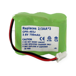 EM-CPH-403J - Ni-MH 1X3-2/3AA/J, 3.6 Volt, 750 mAh, Ultra Hi-Capacity Battery - Replacement Battery for Rechargeable Cordless Phone Battery